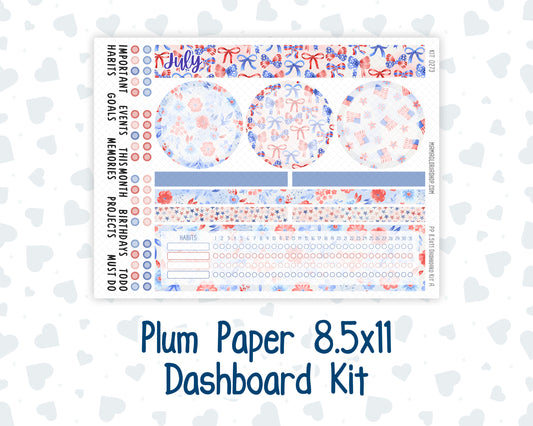 Kit 0273 - 8.5x11 - Plum Paper - Dashboard Kit - July - Americana In Bloom