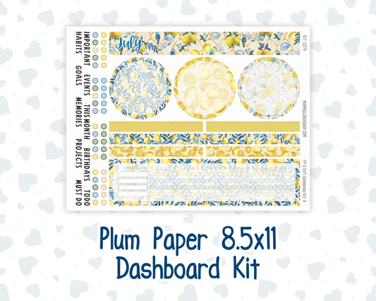 Kit 0274 - 8.5x11 - Plum Paper - Dashboard Kit - July - Sunny Lemon Shore