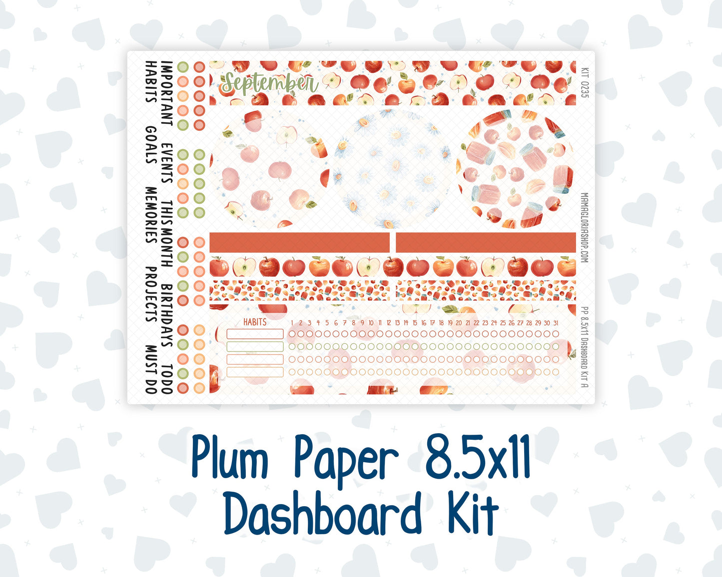 Kit 0235 - 8.5x11 - Plum Paper - Dashboard Kit - September - Apple Orchard
