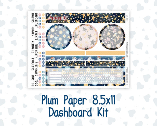 Kit 0248 - 8.5x11 - Plum Paper - Dashboard Kit - January - Midnight Countdown