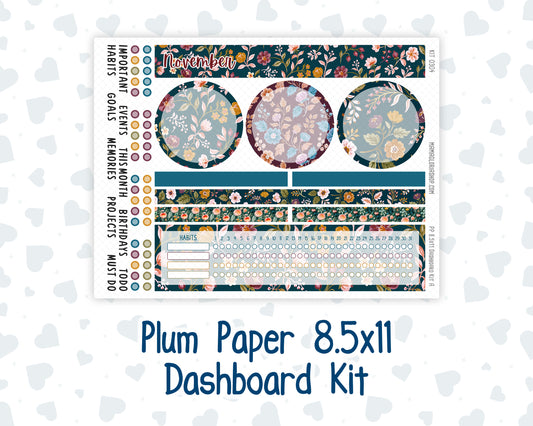 Kit 0304 - 8.5x11 - Plum Paper - Dashboard Kit - November - Autumn In Bloom
