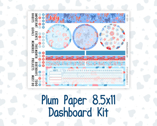 Kit 0224 - 8.5x11 - Plum Paper - Dashboard Kit - July - Patriotic Parade