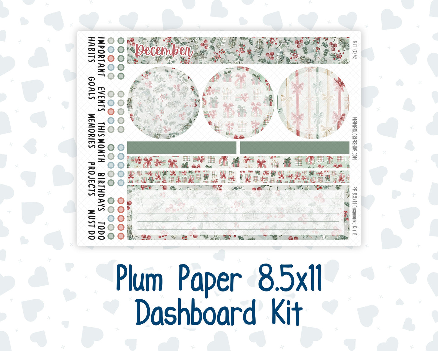 Kit 0245 - 8.5x11 - Plum Paper - Dashboard Kit - December - Vintage Christmas