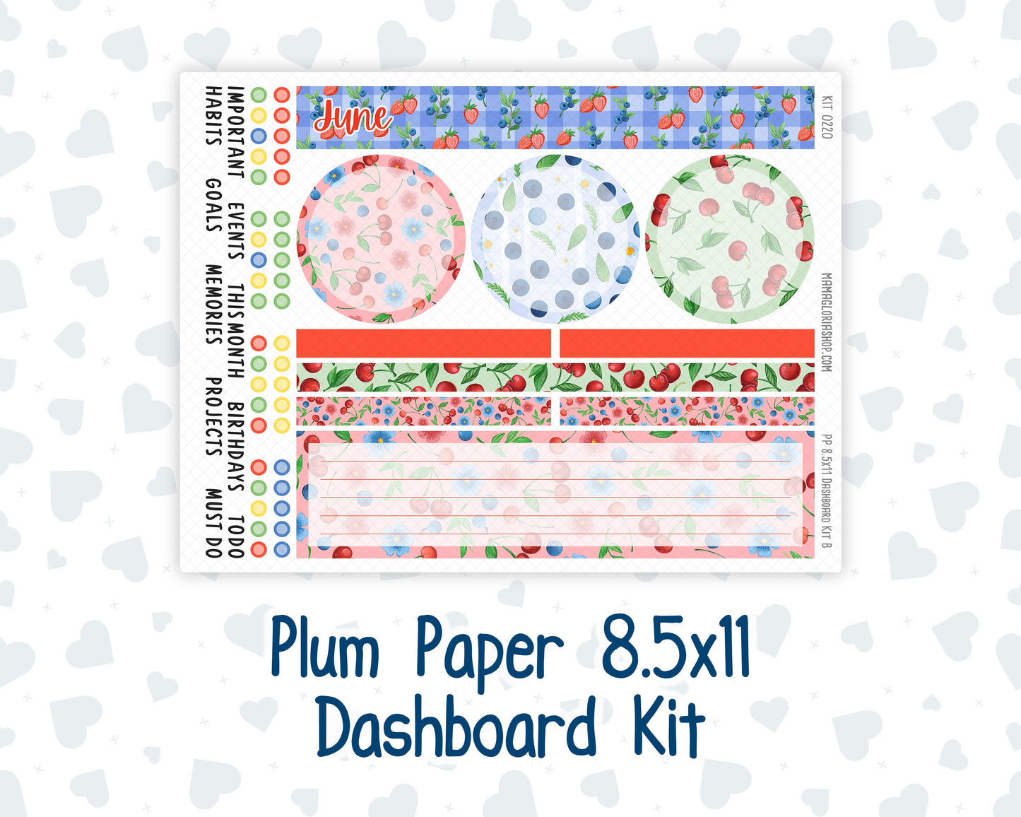 Kit 0220 - 8.5x11 - Plum Paper - Dashboard Kit - June - June Berries