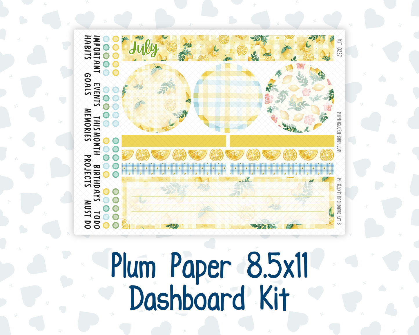Kit 0227 - 8.5x11 - Plum Paper - Dashboard Kit - July - Lemon Grove