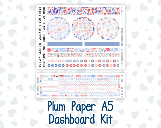 Kit 0273 - A5 - Plum Paper - Dashboard Kit - July - Americana In Bloom
