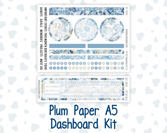 Kit 0249 - A5 - Plum Paper - Dashboard Kit - January - Icy Lace