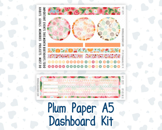 Kit 0271 - A5 - Plum Paper - Dashboard Kit - June - Strawberry Shore