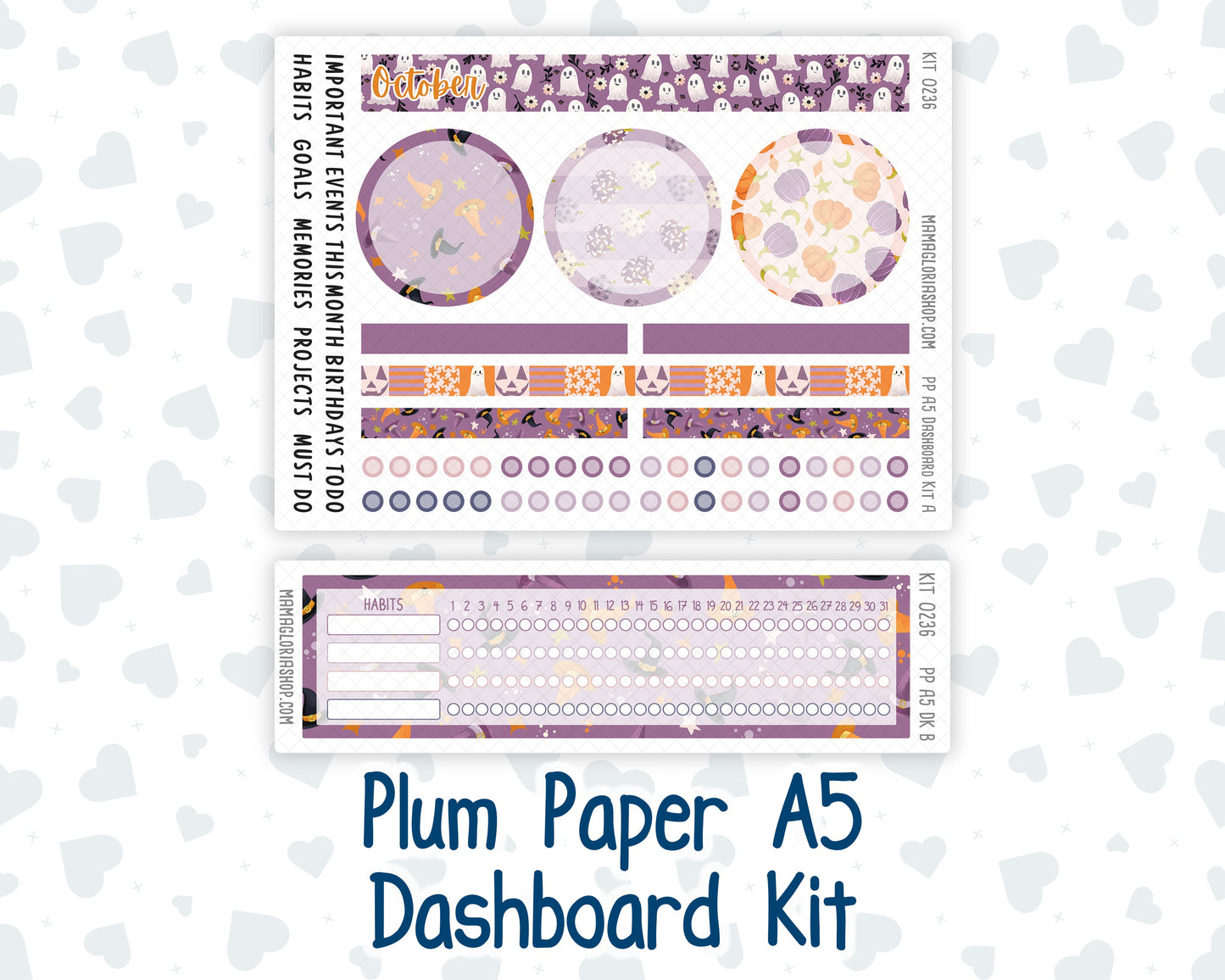 Kit 0236 - A5 - Plum Paper - Dashboard Kit - October - Sweet & Spooky
