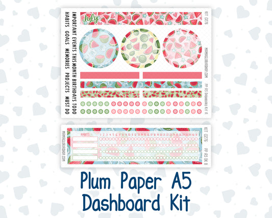 Kit 0276 - A5 - Plum Paper - Dashboard Kit - July - Melon Crush