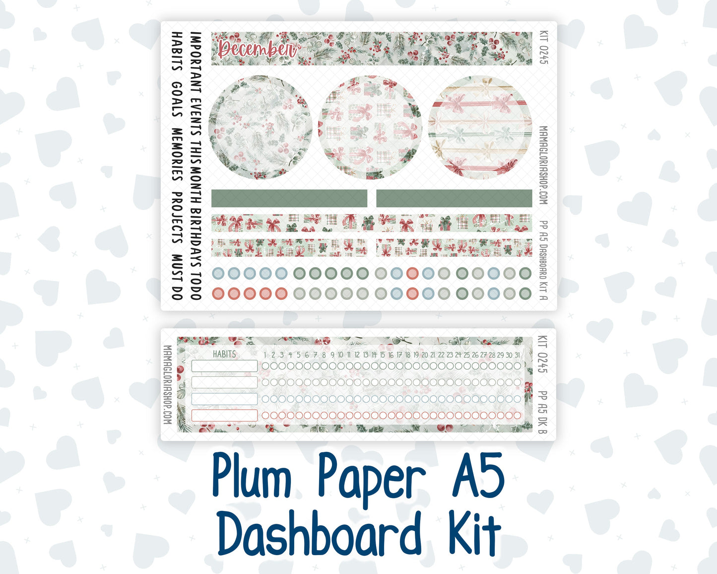 Kit 0245 - A5 - Plum Paper - Dashboard Kit - December - Vintage Christmas