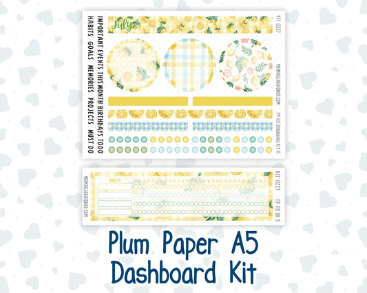 Kit 0227 - A5 - Plum Paper - Dashboard Kit - July - Lemon Grove