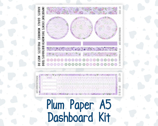 Kit 0263 - A5 - Plum Paper - Dashboard Kit - April - Lavender Drift