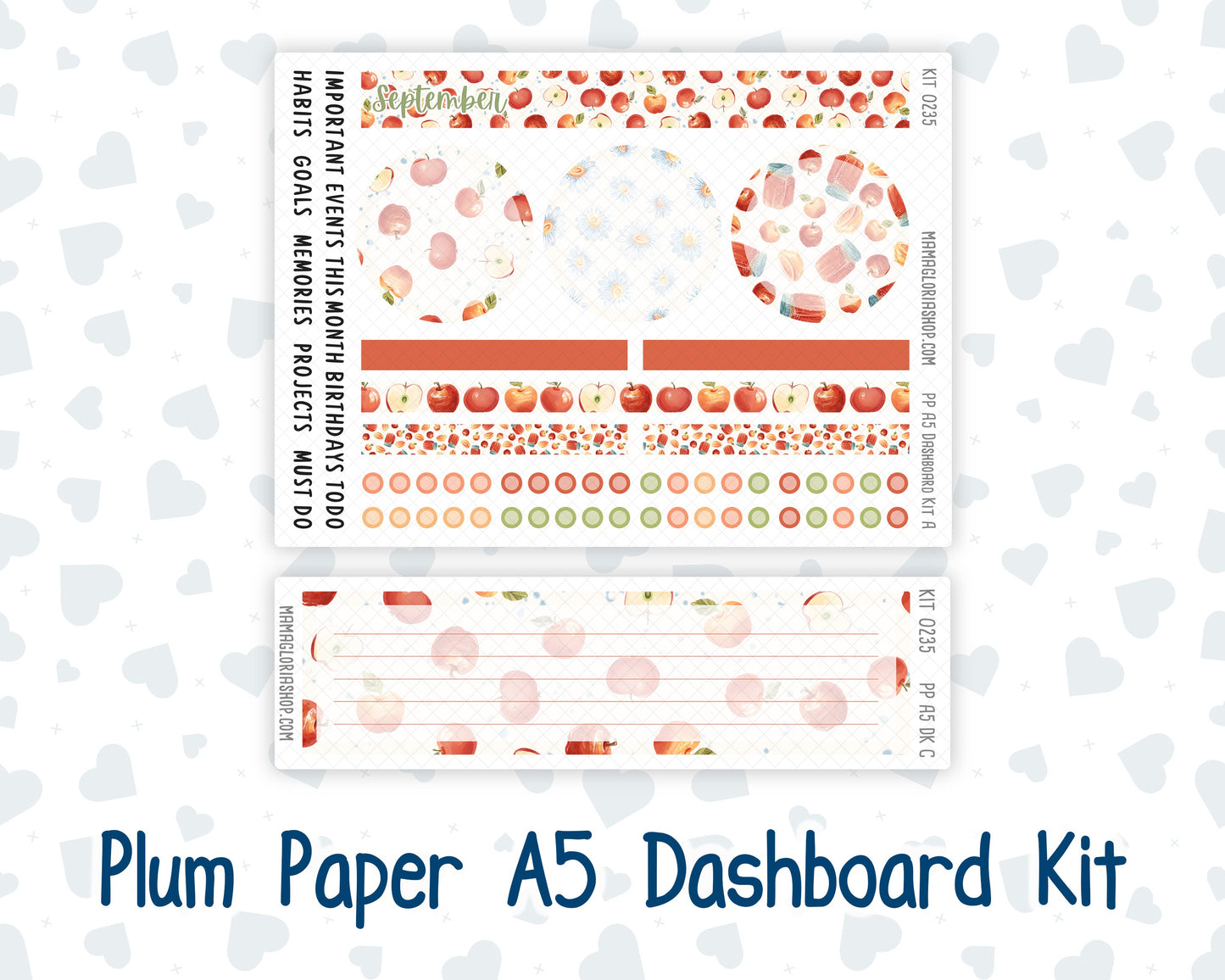Kit 0235 - A5 - Plum Paper - Dashboard Kit - September - Apple Orchard