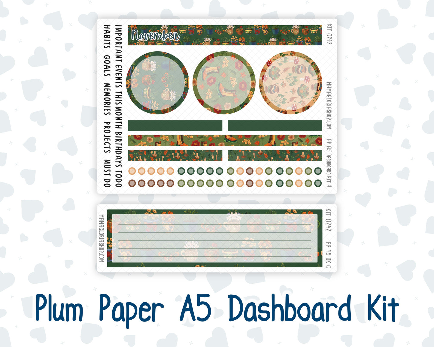 Kit 0242 - A5 - Plum Paper - Dashboard Kit - November - Cottage Autumn