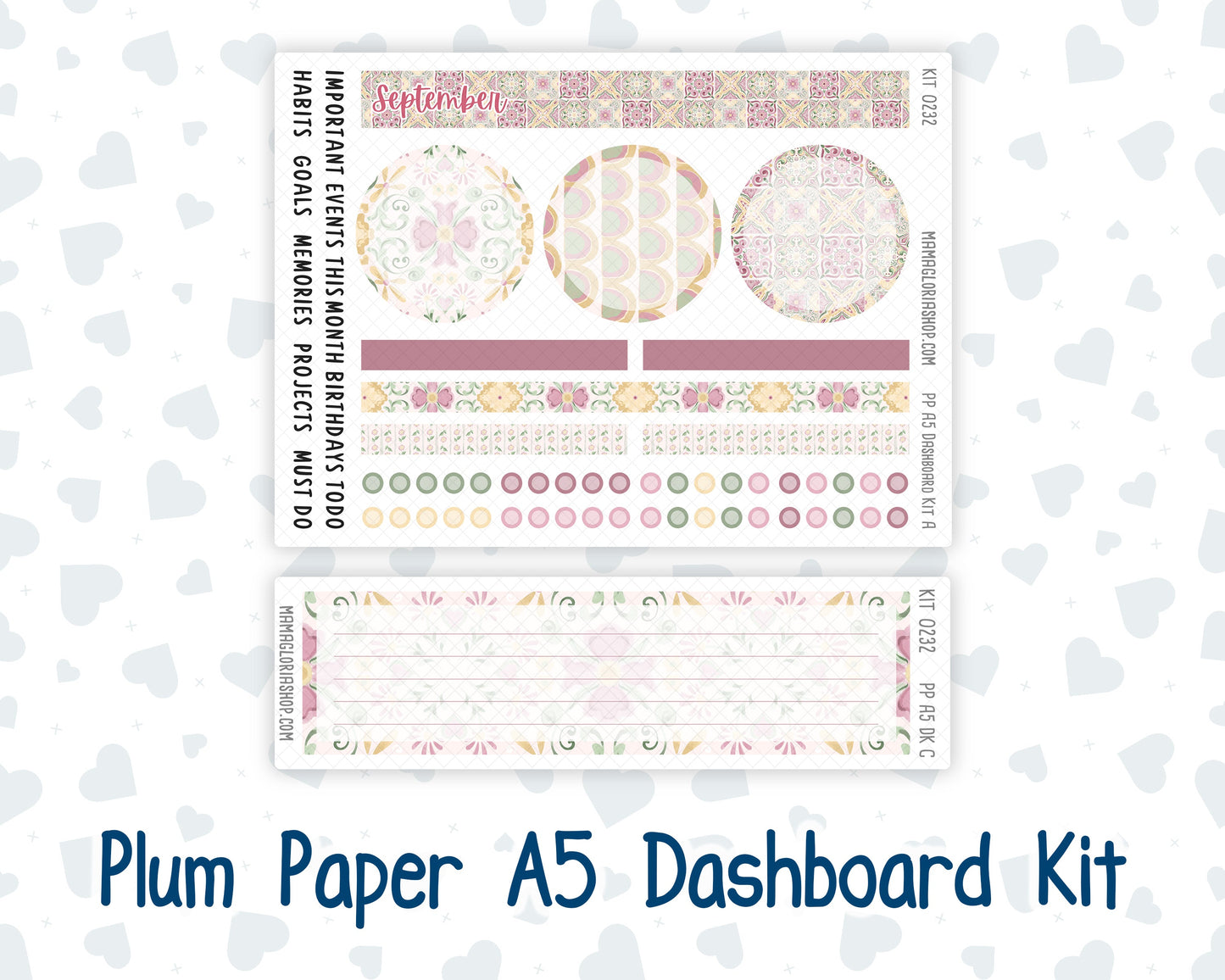 Kit 0232 - A5 - Plum Paper - Dashboard Kit - September - Heirloom Garden