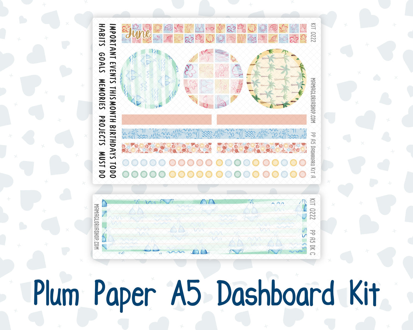 Kit 0222 - A5 - Plum Paper - Dashboard Kit - June - Beach Day