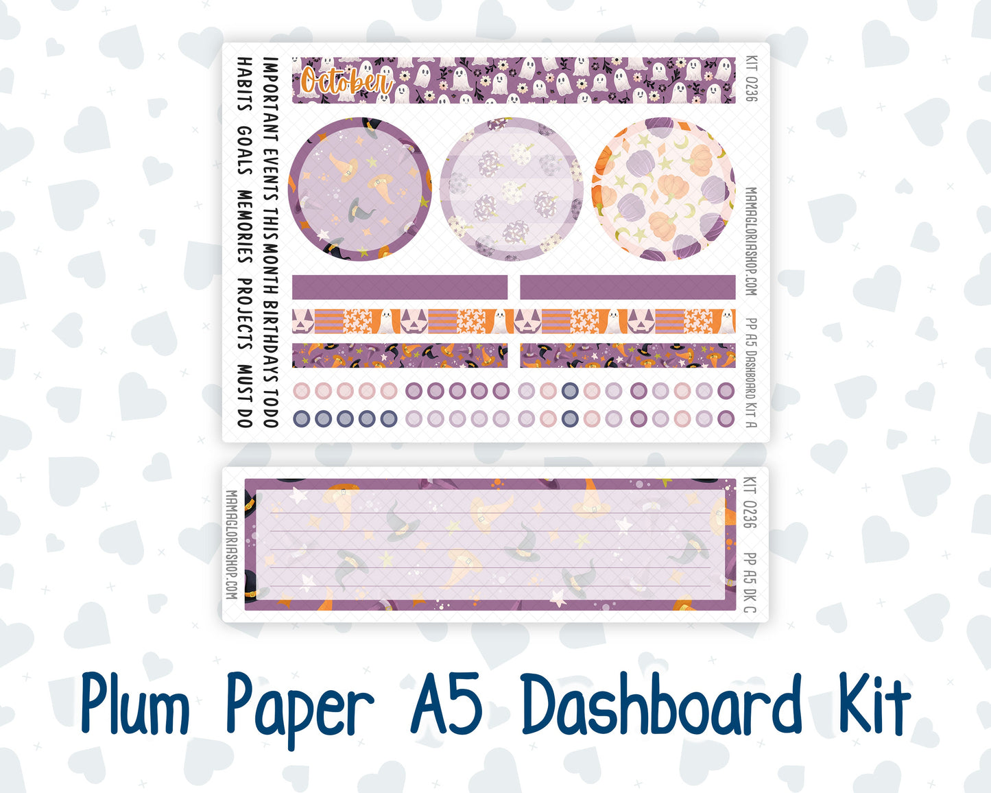 Kit 0236 - A5 - Plum Paper - Dashboard Kit - October - Sweet & Spooky