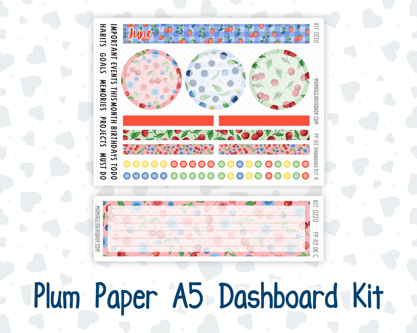Kit 0220 - A5 - Plum Paper - Dashboard Kit - June - June Berries