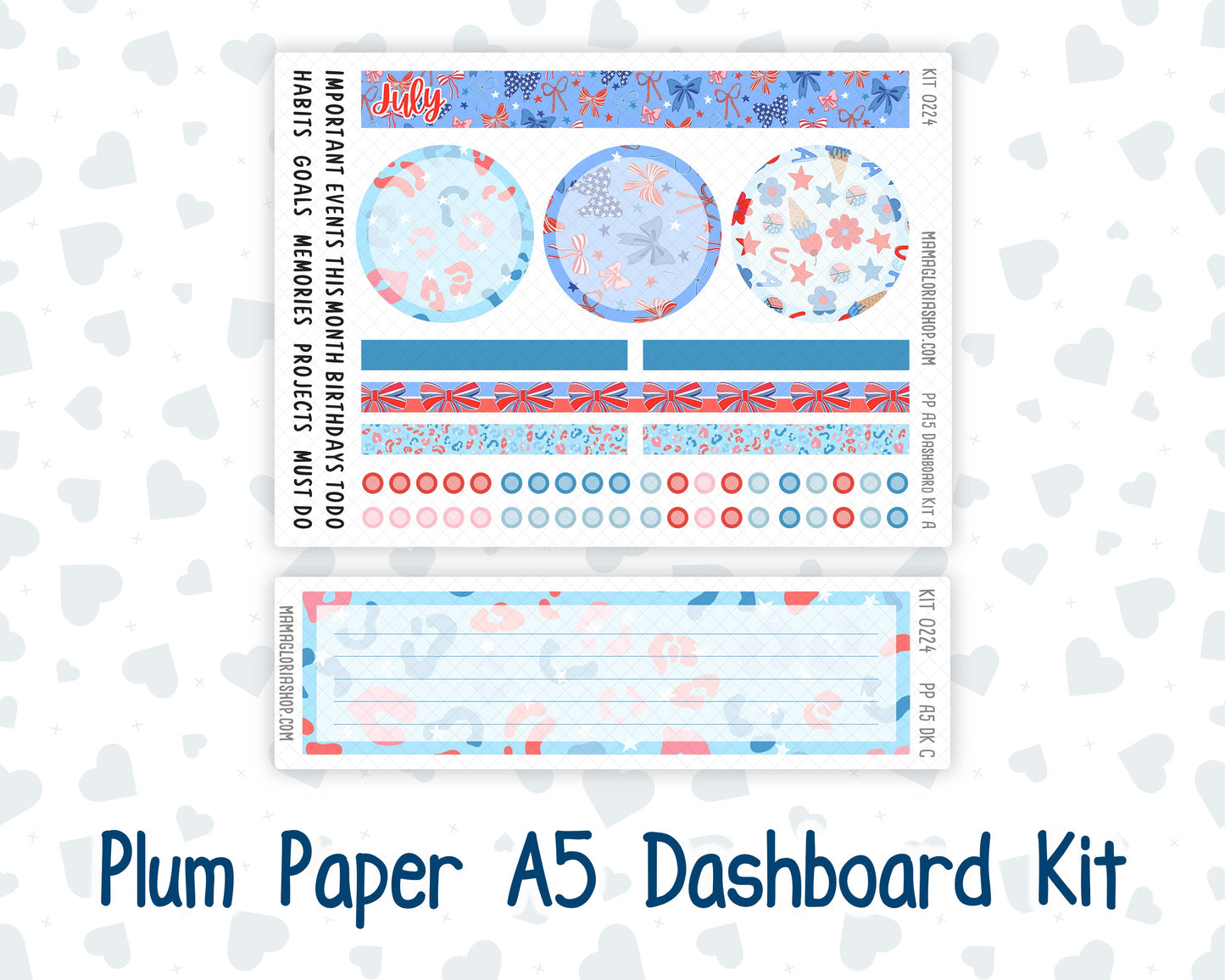 Kit 0224 - A5 - Plum Paper - Dashboard Kit - July - Patriotic Parade