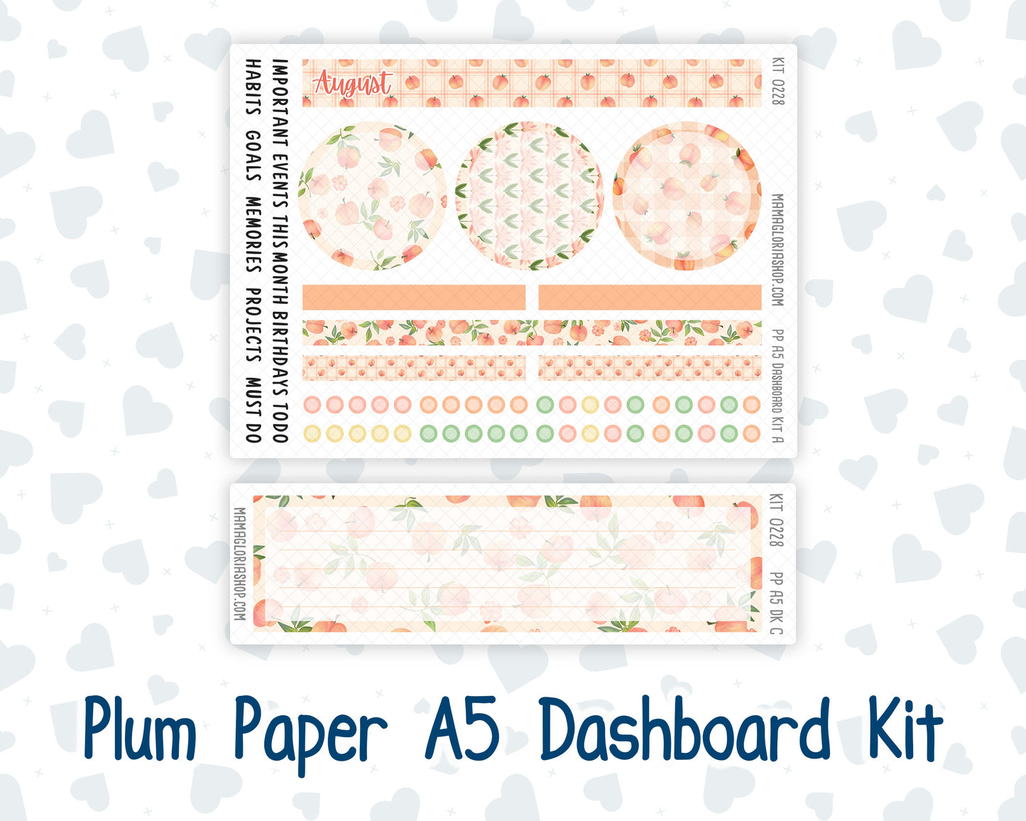 Kit 0228 - A5 - Plum Paper - Dashboard Kit - August - Just Peachy