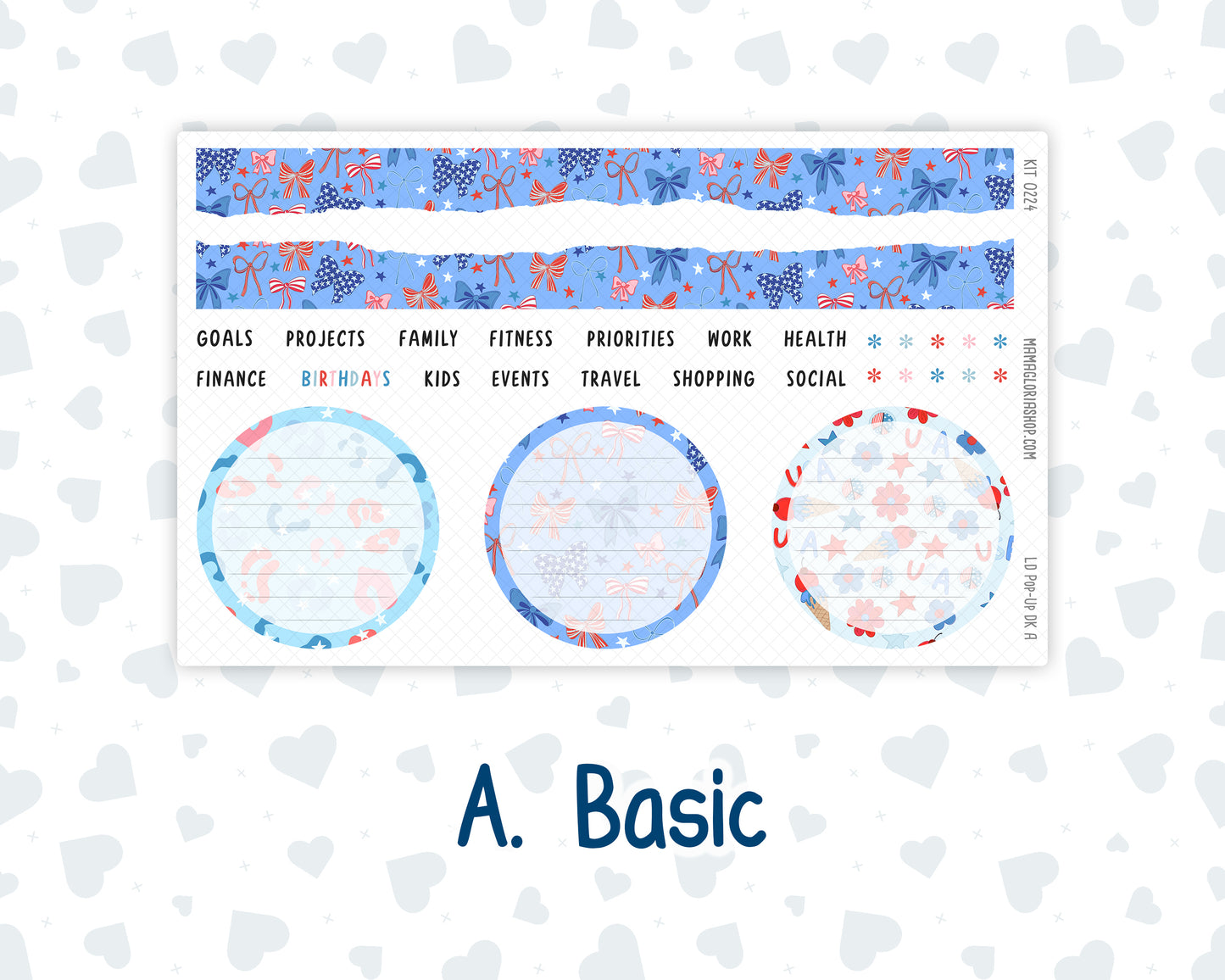 Kit 0224- Laurel Denise Pop-Up - Dashboard Kit - July - Patriotic Parade