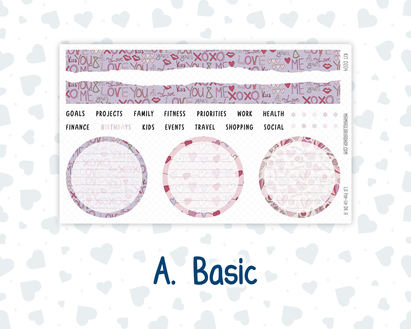 Kit 0204 - Laurel Denise Pop-Up - Dashboard Kit - February - Valentines Garden