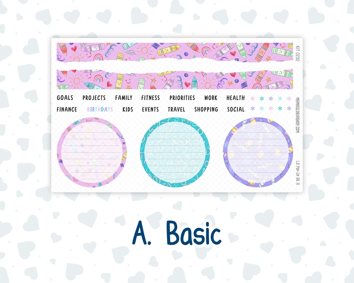 Kit 0230 - Laurel Denise Pop-Up -Dashboard Kit - August - School Daze