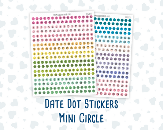 Date Dot Stickers – Mini Circle | Color Pop Collection