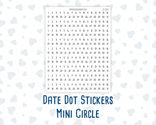 Date Dot Stickers – Mini Circle | Simple Collection