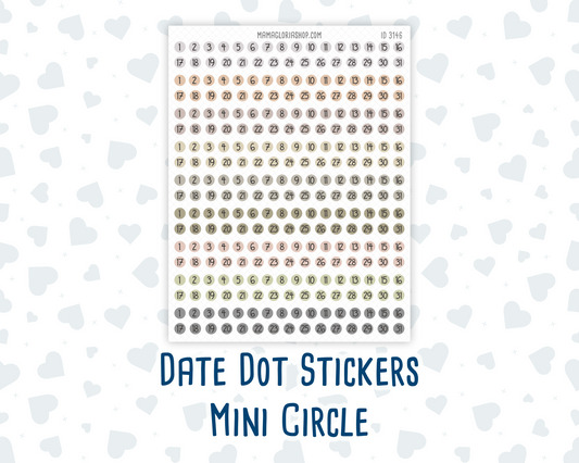 Date Dot Stickers – Mini Circle | Wild Sage Collection