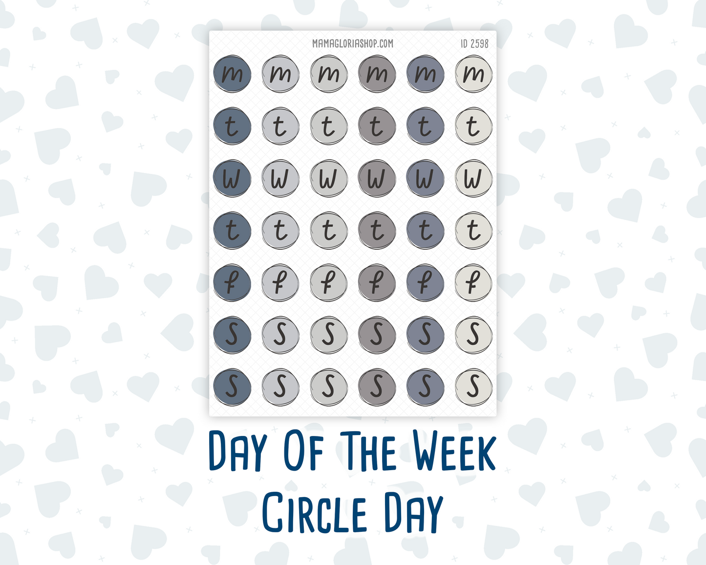 Day of the Week – Circle Day Labels | Muted Slate Collection