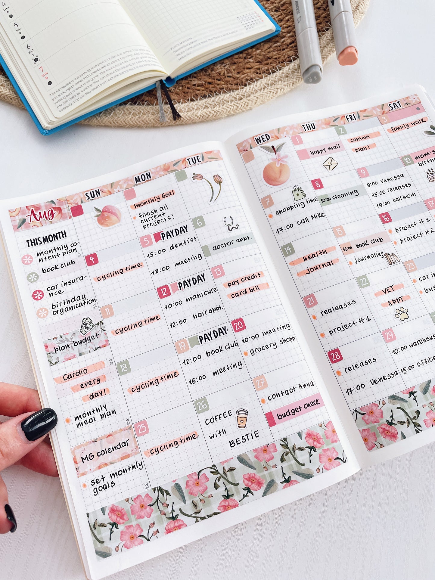 Kit 0185 Hobonichi Cousin – Monthly – 1.3” Wide Columns - Wine Time - September- Autumn