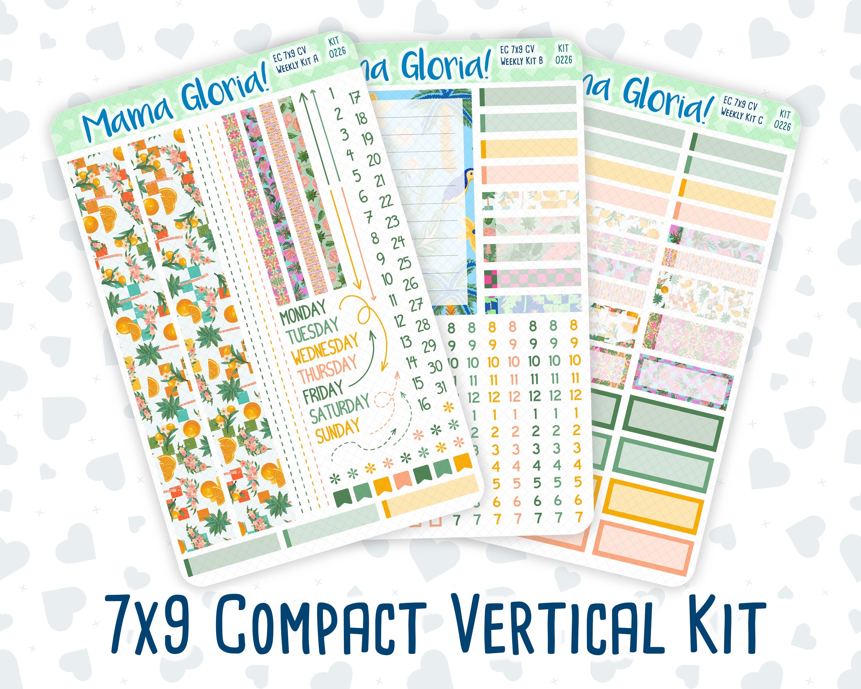 Kit 0226 - 7x9 Compact Vertical - Weekly Kit - July - Tropical Whimsy ...