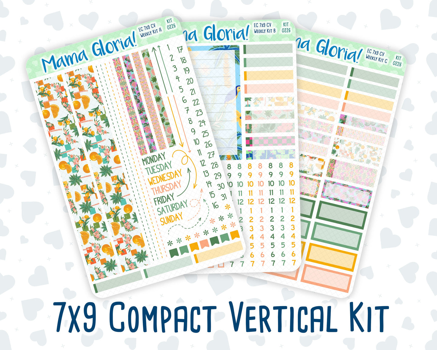 Kit 0226 - 7x9 Compact Vertical - Weekly Kit - July - Tropical Whimsy