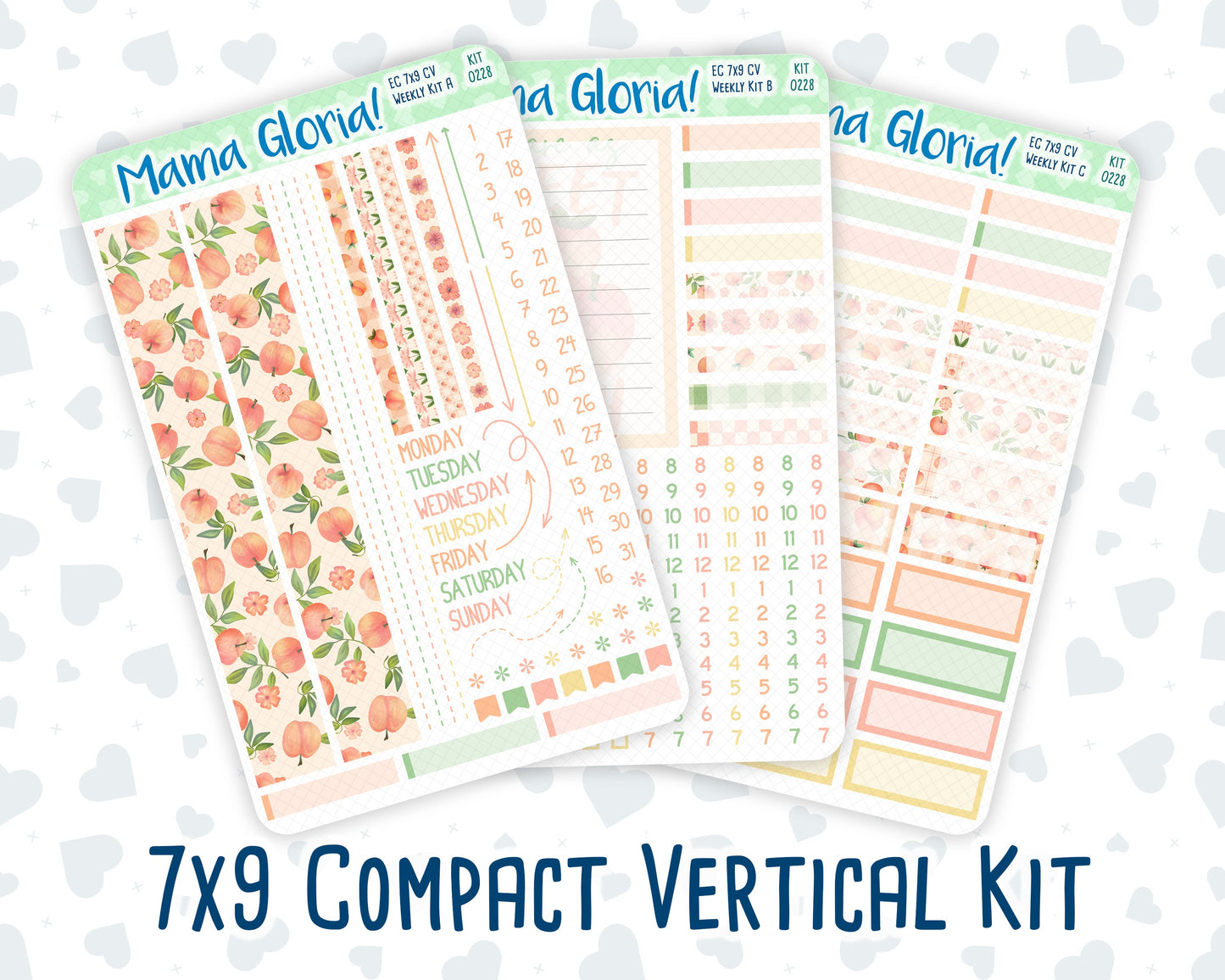 Kit 0228 - 7x9 Compact Vertical - Weekly Kit - August - Just Peachy