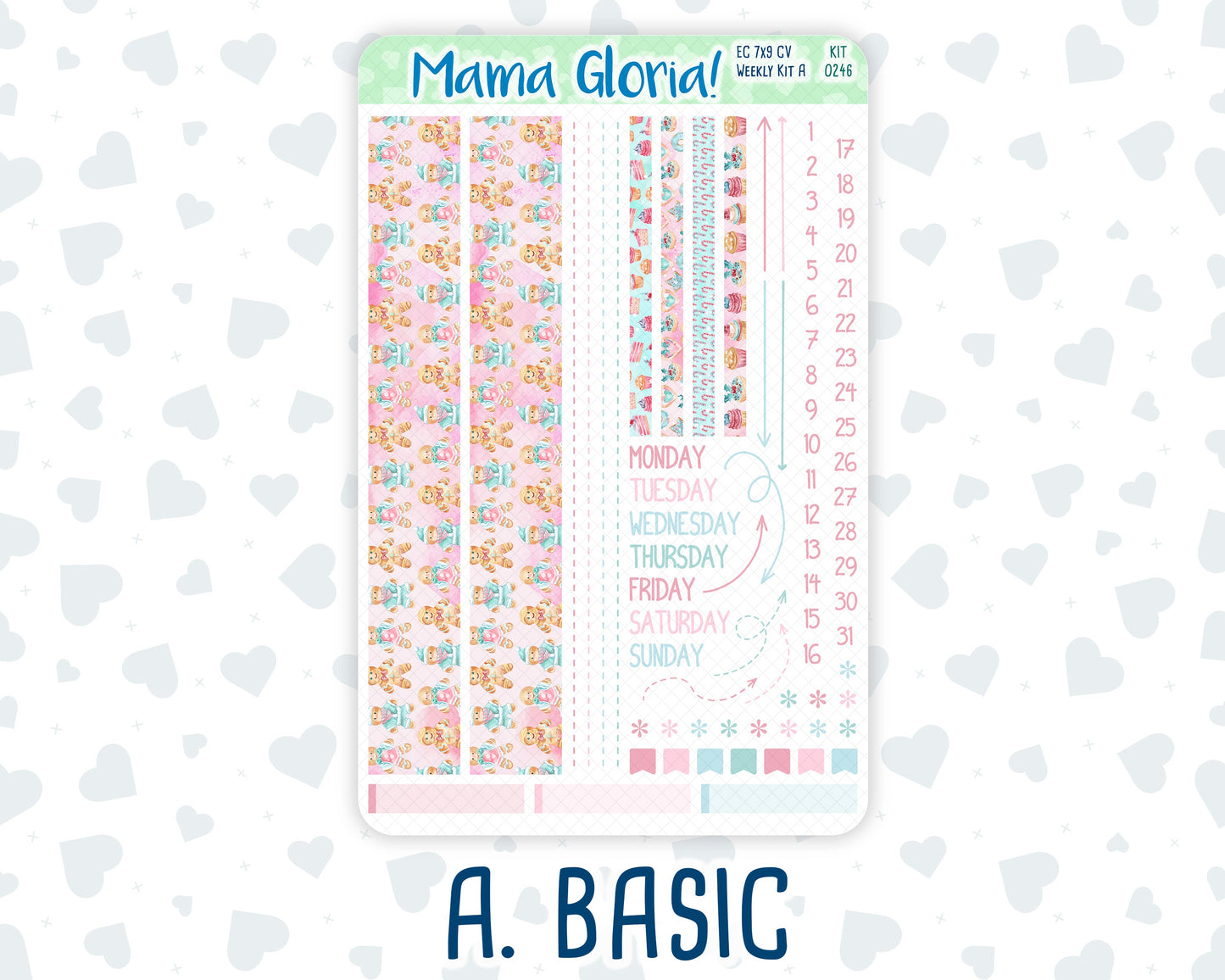 Kit 0246 - 7x9 Compact Vertical - Weekly Kit - December - Gingerbread Sweets