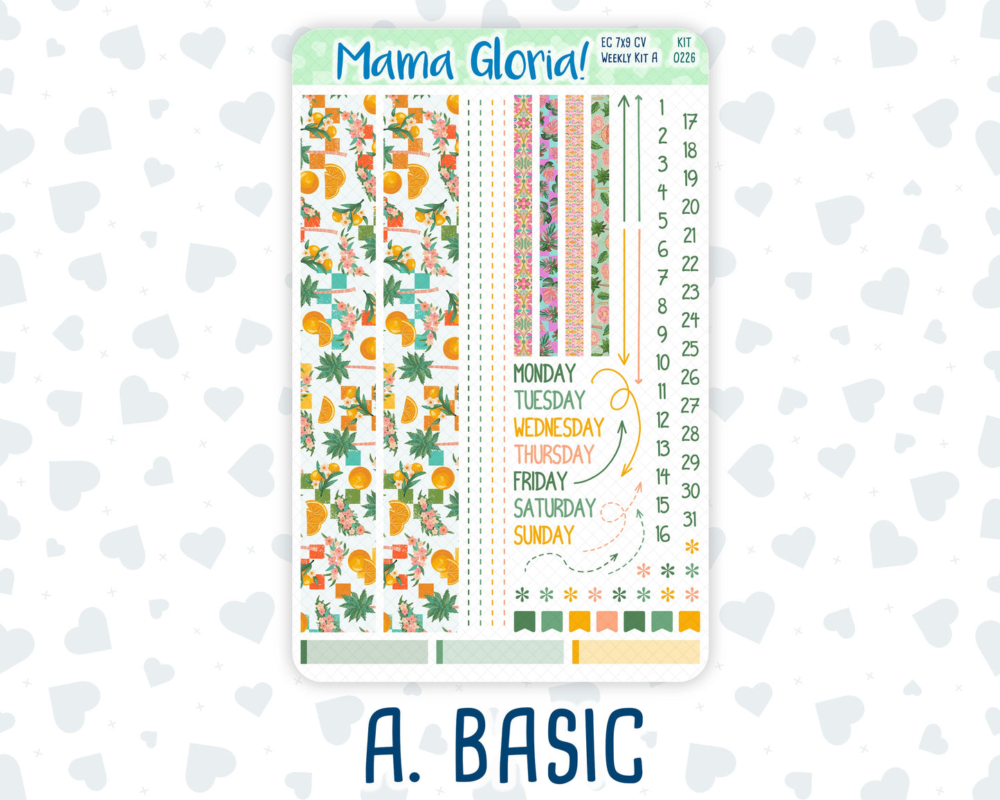 Kit 0226 - 7x9 Compact Vertical - Weekly Kit - July - Tropical Whimsy
