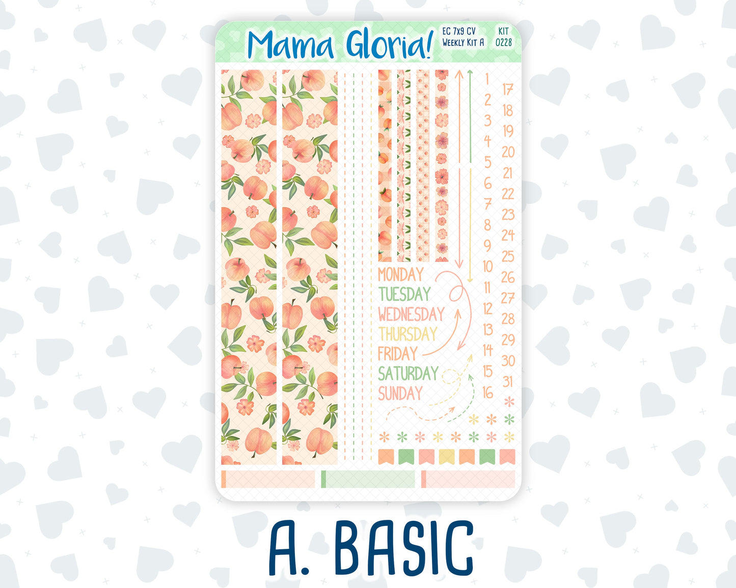 Kit 0228 - 7x9 Compact Vertical - Weekly Kit - August - Just Peachy
