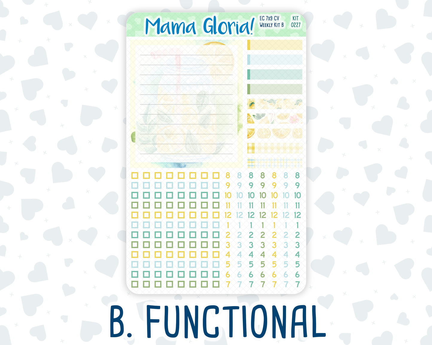 Kit 0227 - 7x9 Compact Vertical - Weekly Kit - July - Lemon Grove
