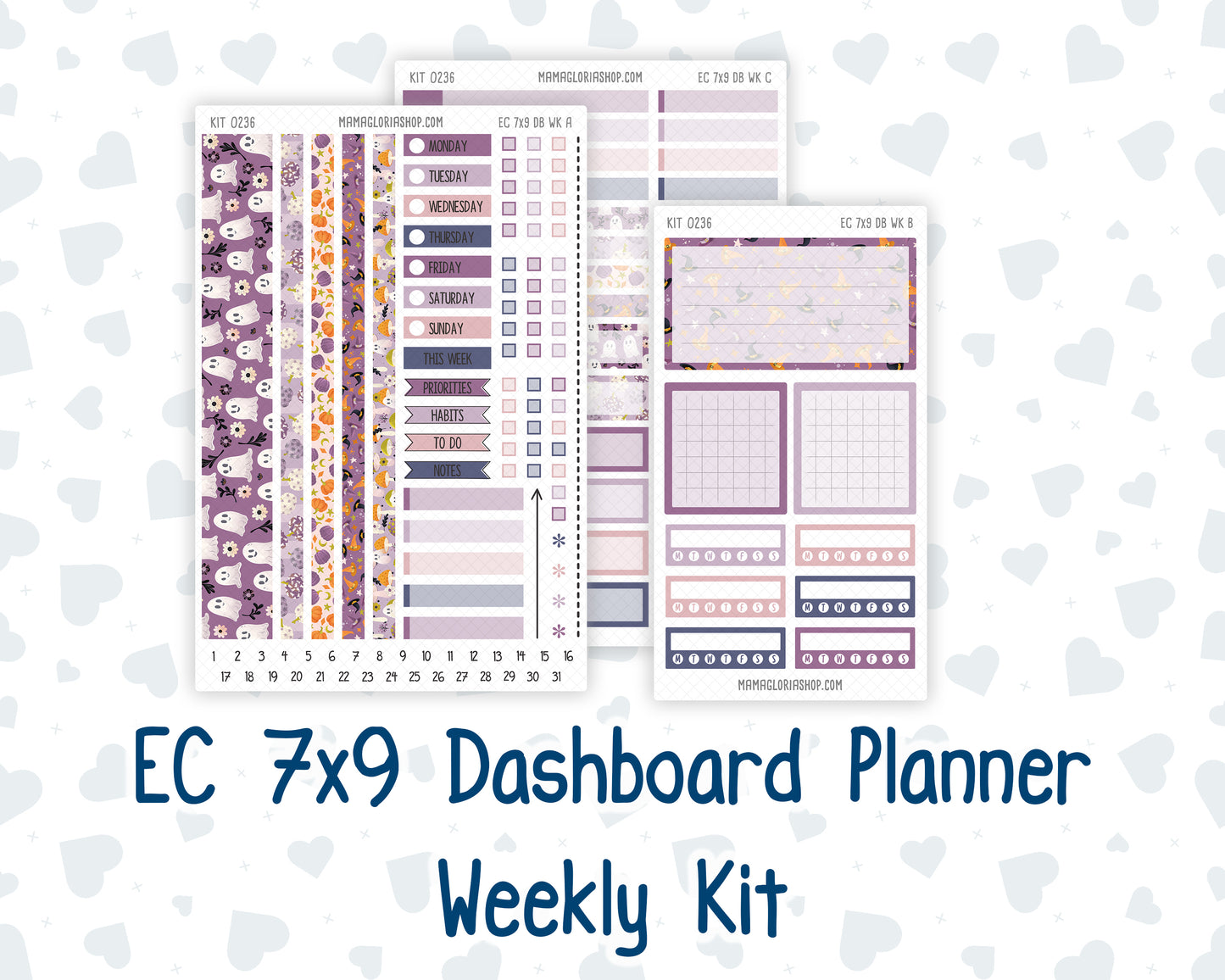Kit 0236 - Weekly Dashboard Planner - Erin Condren - October - Sweet & Spooky