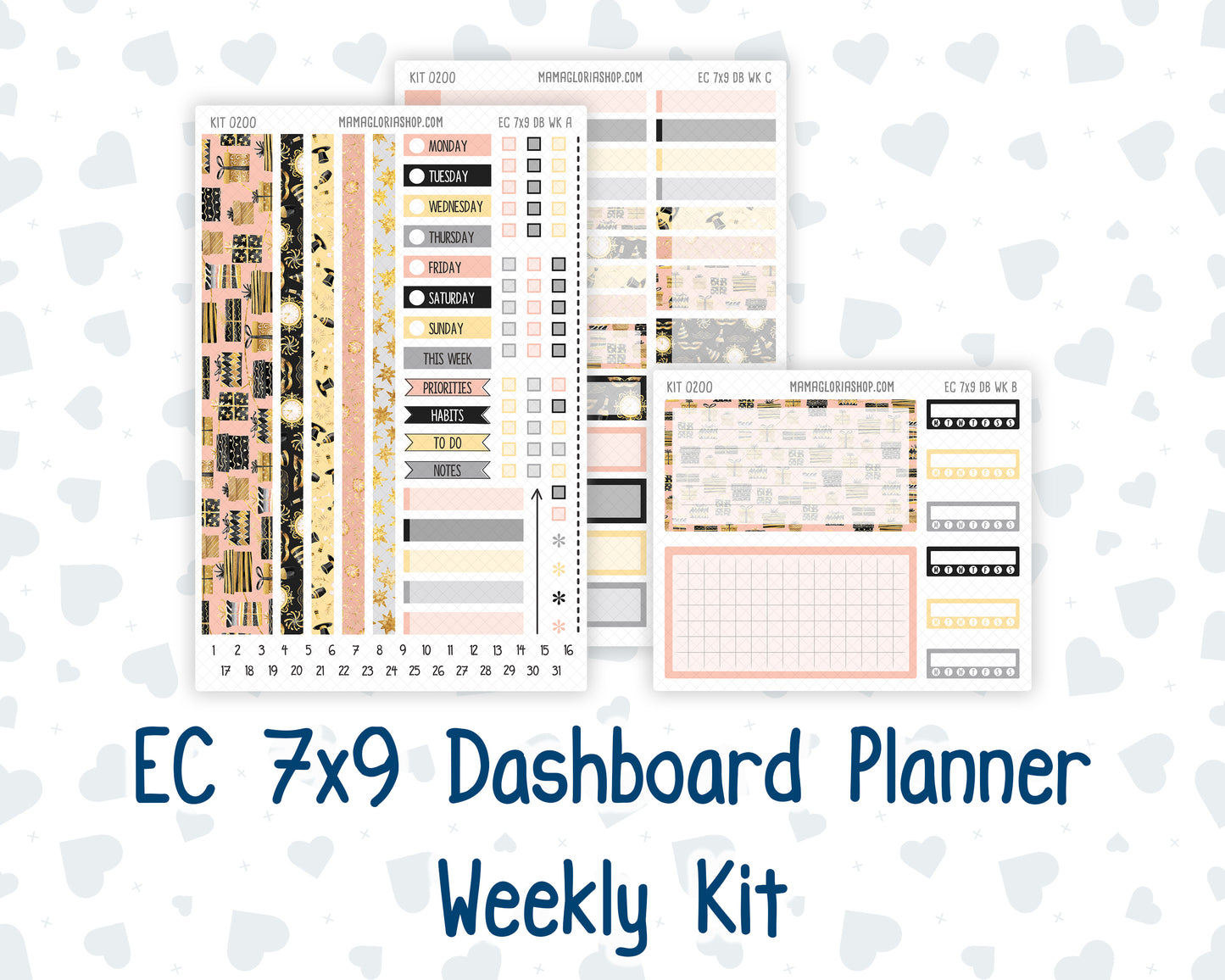 Kit 0200- Weekly Dashboard Planner - Erin Condren - January -Golden Hour
