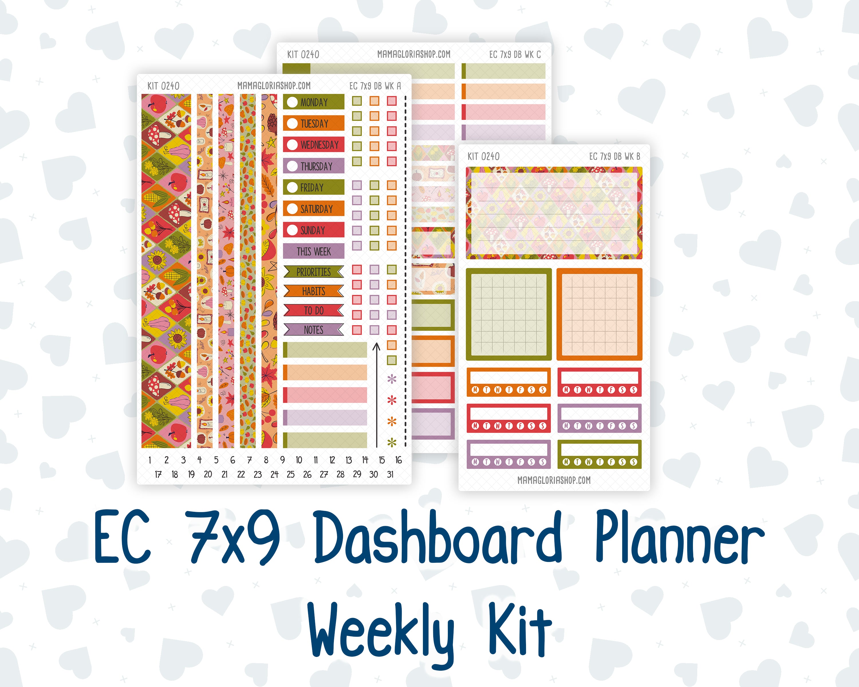 Kit 0240- Weekly Dashboard Planner - Erin Condren - Cozy Thanksgiving ...