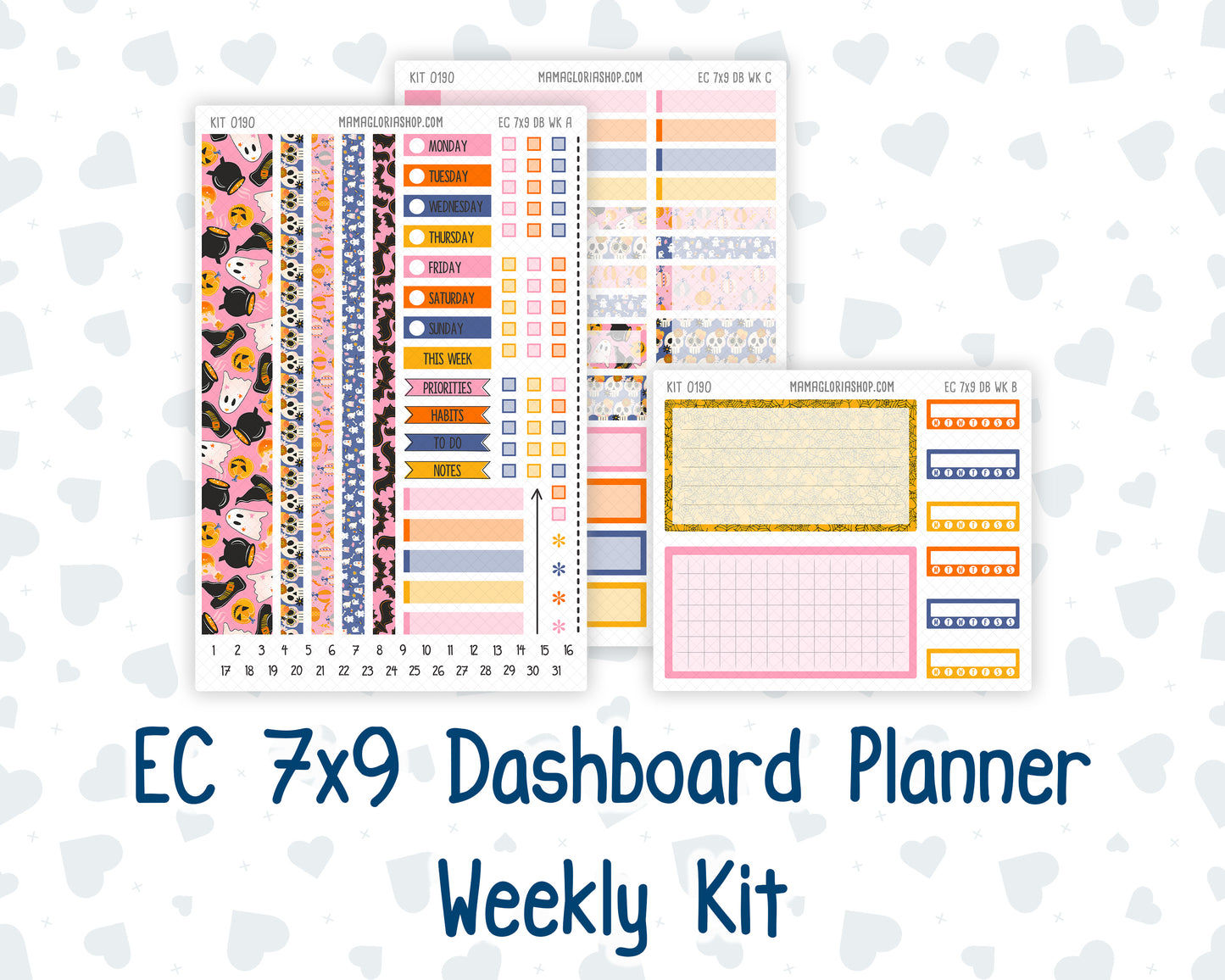 Kit 0190- Weekly Dashboard Planner - Erin Condren - October -Halloween Spooktacular