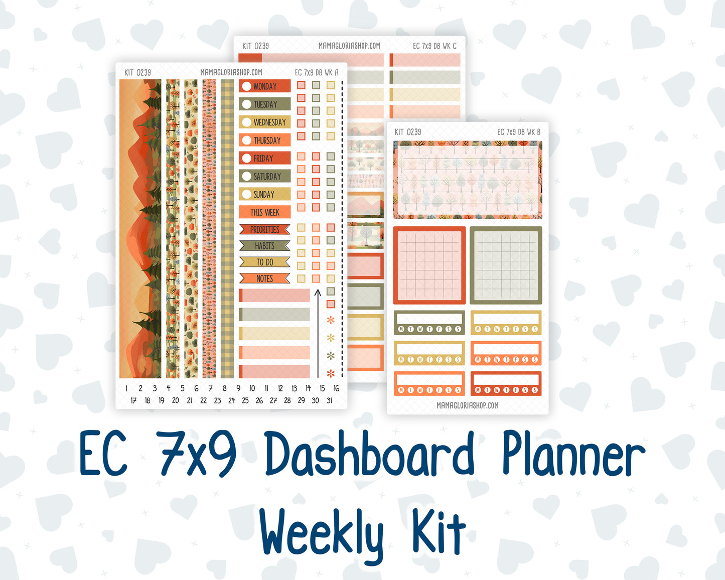 Kit 0239 - Weekly Dashboard Planner - Erin Condren - October Stroll