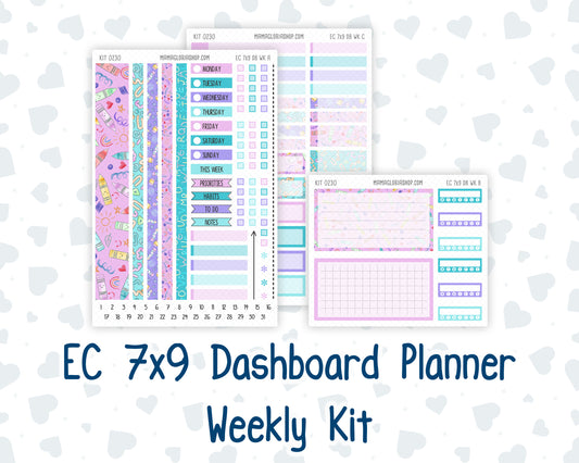 Kit 0230- Weekly Dashboard Planner - Erin Condren - August - School Daze
