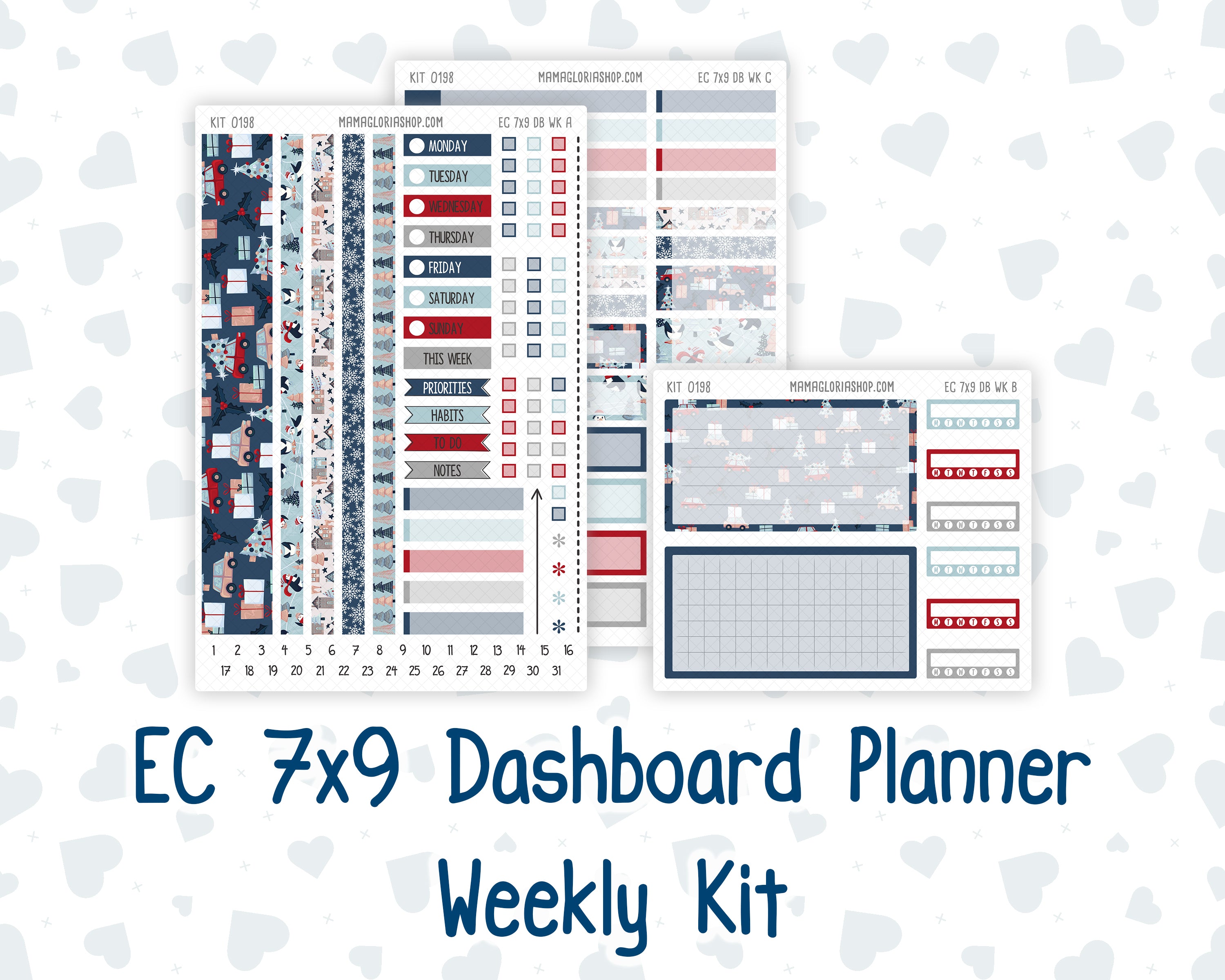 Kit 0198- Weekly Dashboard Planner - Erin Condren - December -Holiday ...