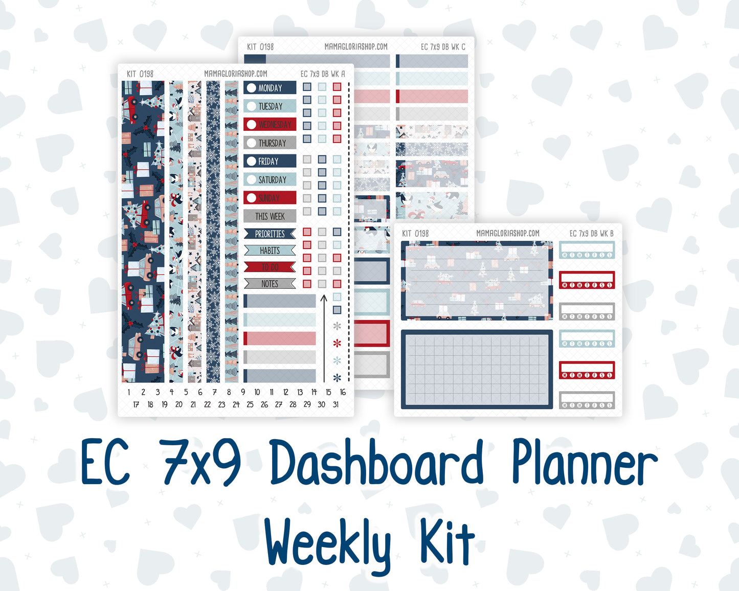 Kit 0198- Weekly Dashboard Planner - Erin Condren - December -Holiday Village