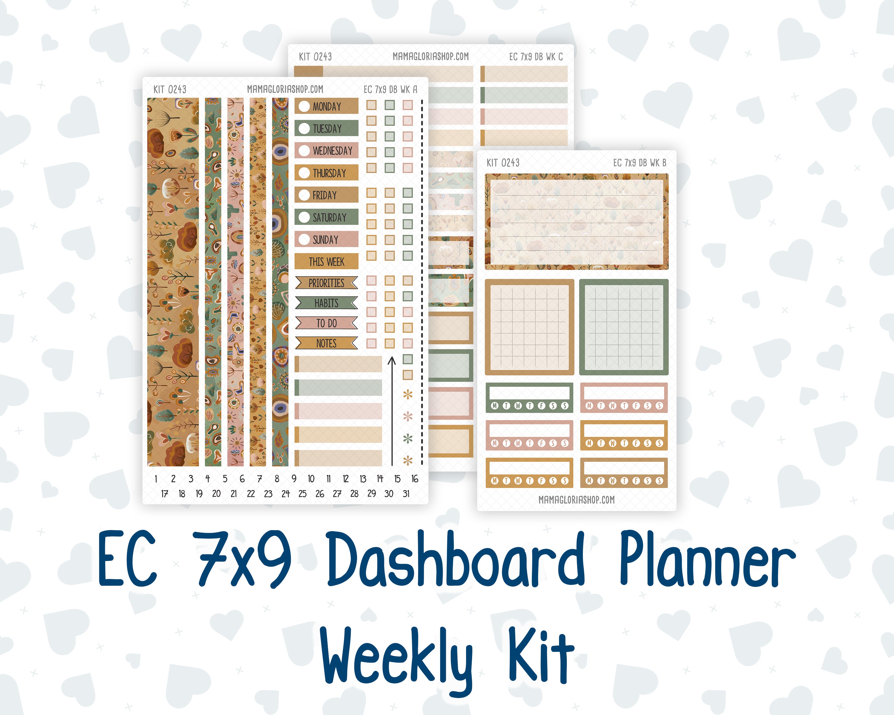 Kit 0243- Weekly Dashboard Planner - Erin Condren - Boho Autumn - Nove ...