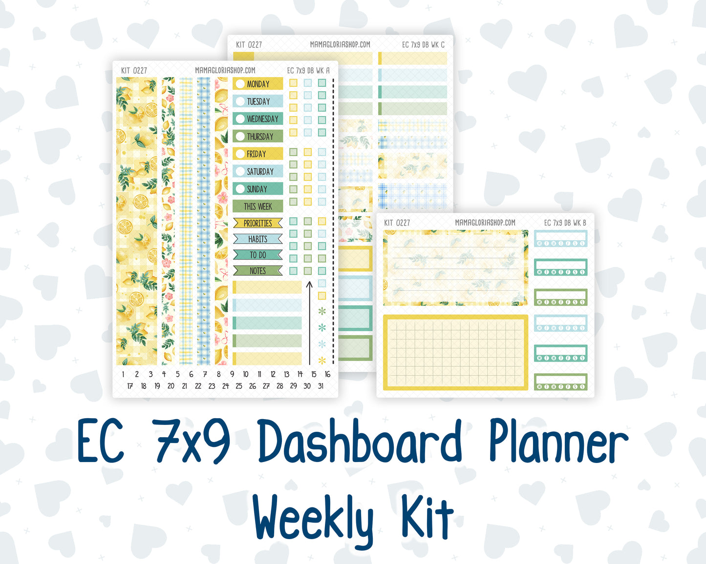 Kit 0227- Weekly Dashboard Planner - Erin Condren - July - Lemon Grove